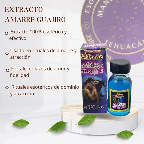 Frasco y caja de esencia esotérica Amarre Guajiro