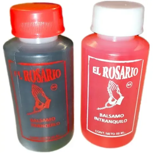 Frascos de bálsamo intranquilo e tranquilo identificados por separado.