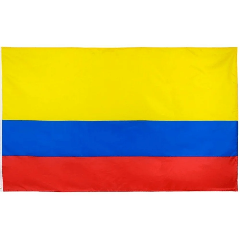 Bandera nacional de Colombia con franjas horizontales amarilla, azul y roja.