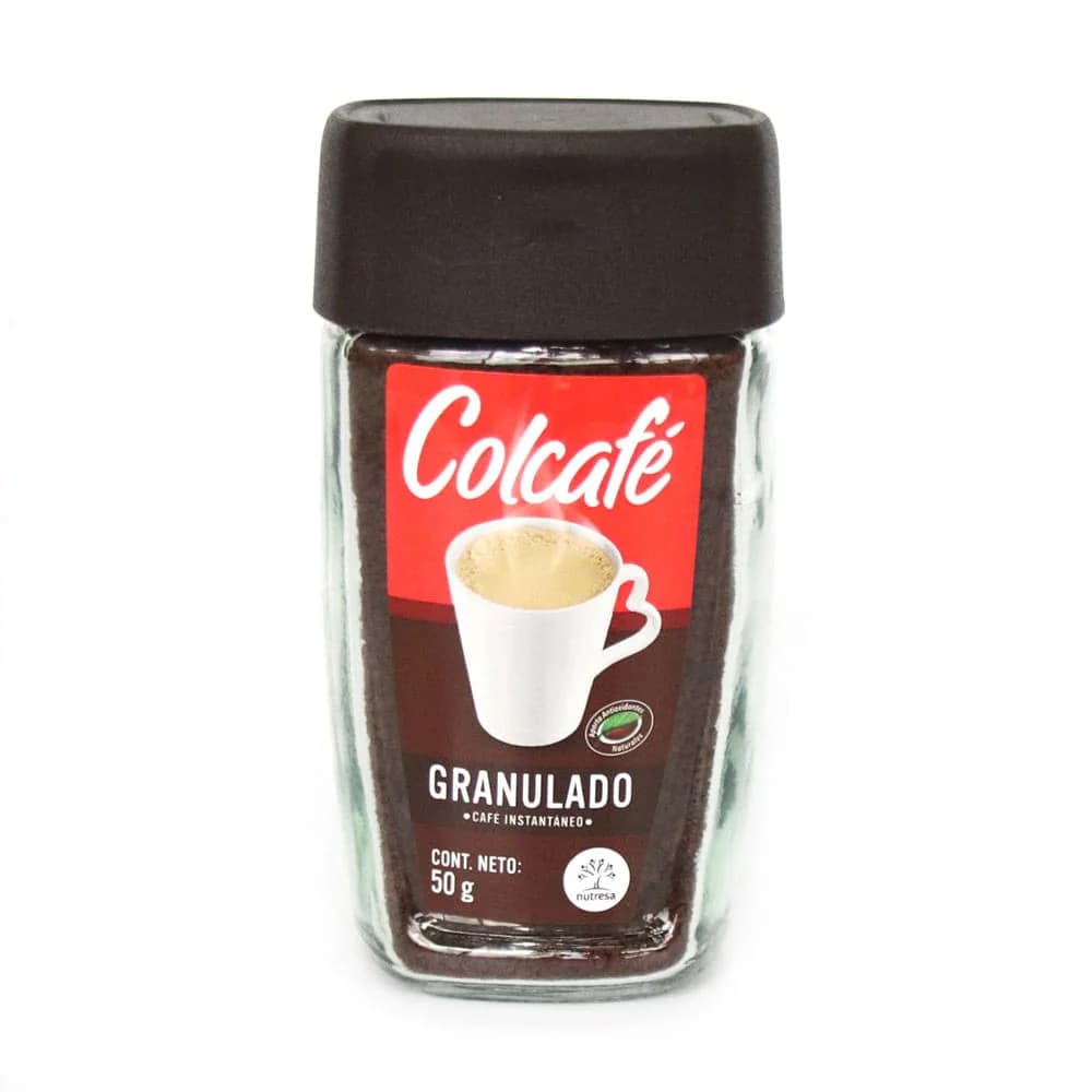Frasco de café instantáneo Colcafé granulado de 50 gramos