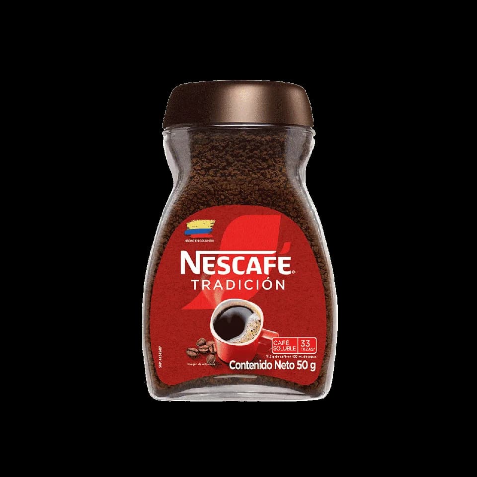 Frasco de Nescafé Tradición instantáneo de 50 gramos