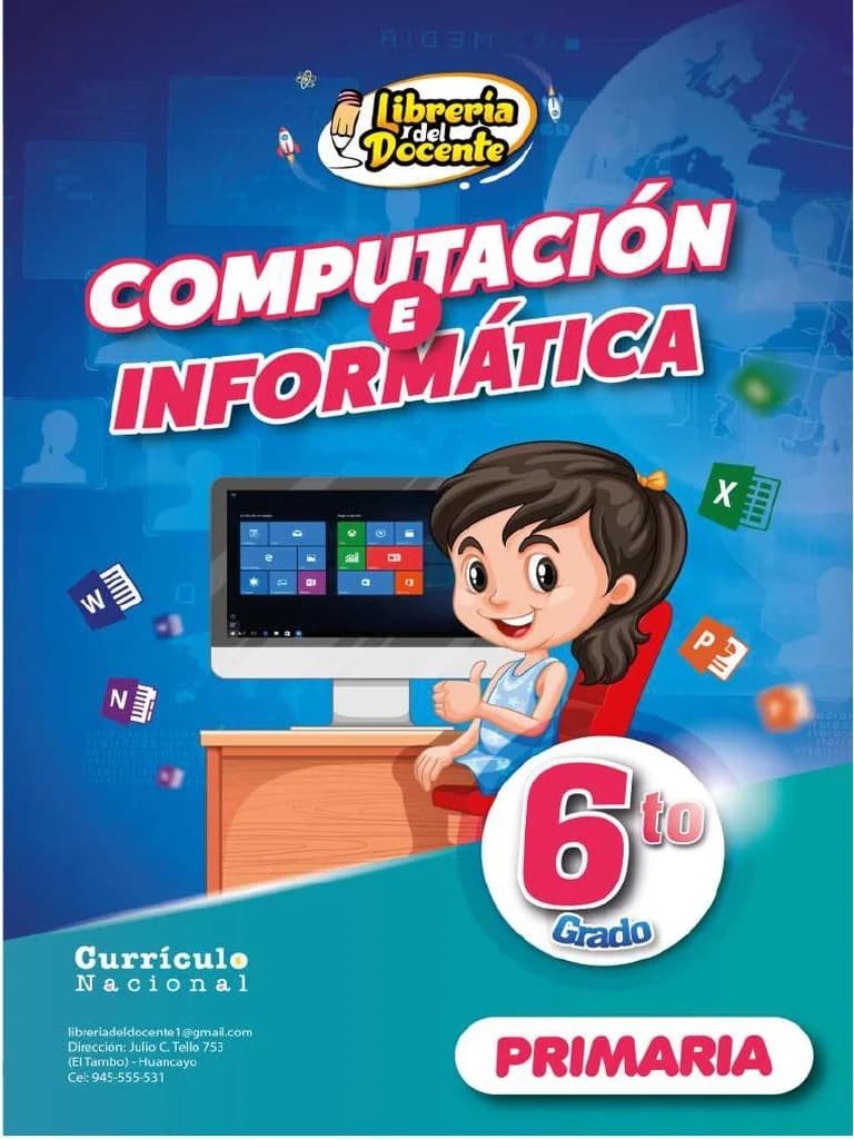 Portada de libro escolar de computación e informática