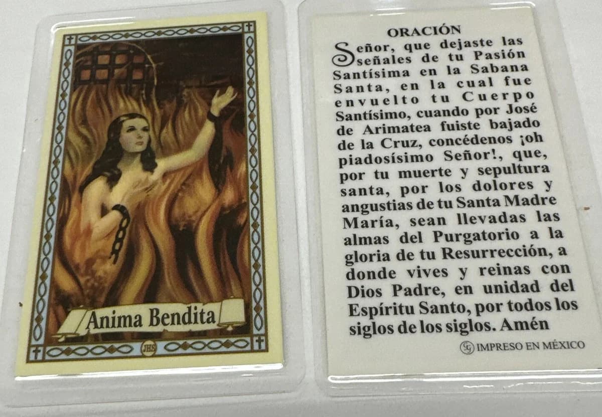 Estampa y oración a las Ánimas Benditas del purgatorio