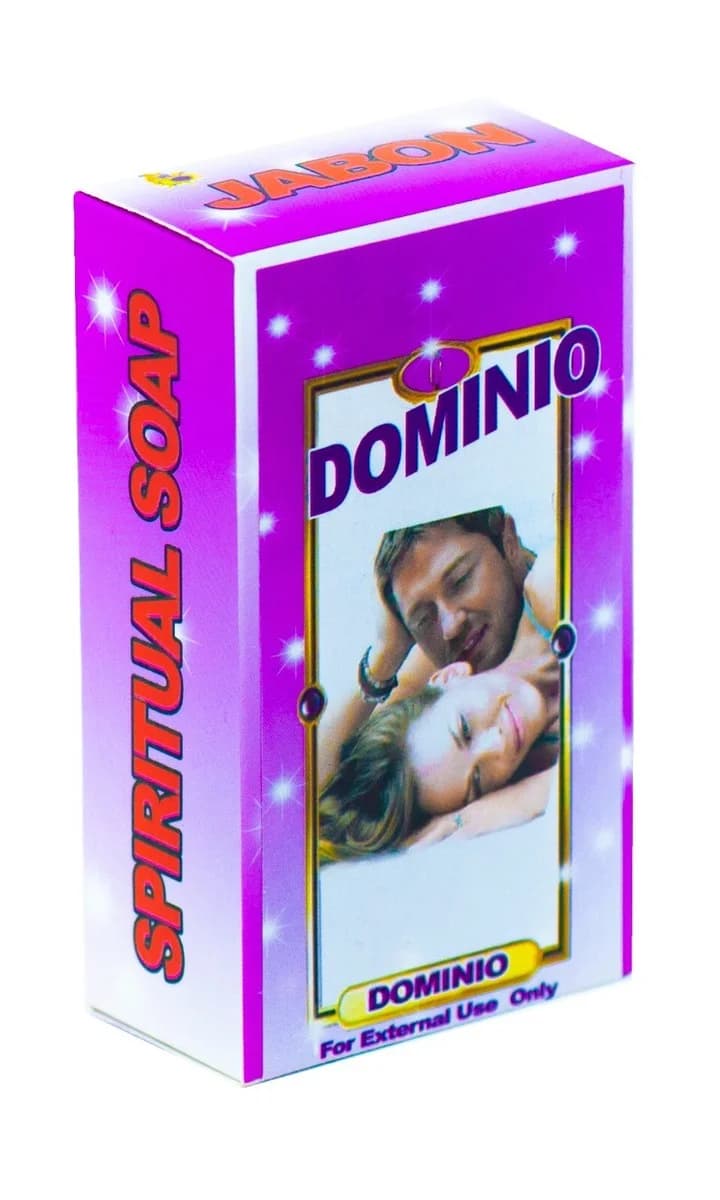 Caja de jabón espiritual Dominio con nombre visible.