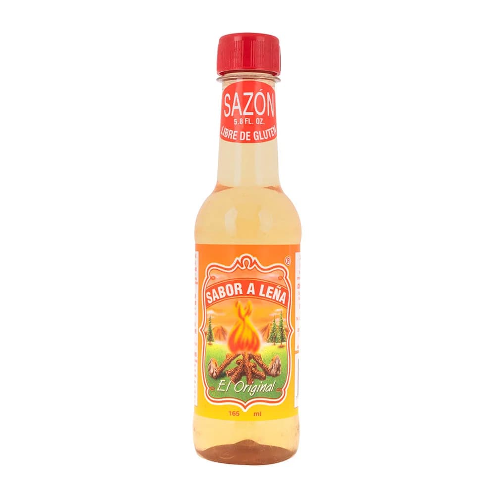 Botella Sabor a Leña de 165 ml, sazonador líquido con sabor ahumado.