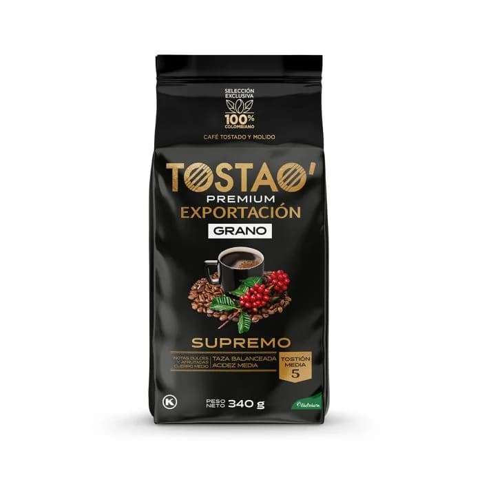 Bolsa de café Tostao Premium Exportación Supremo en grano de 340 gramos
